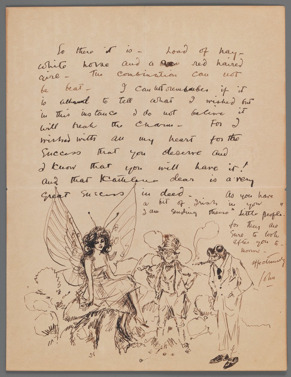 Brev til Kathlene MacDonell (blekk på papir) av John Singer Sargent