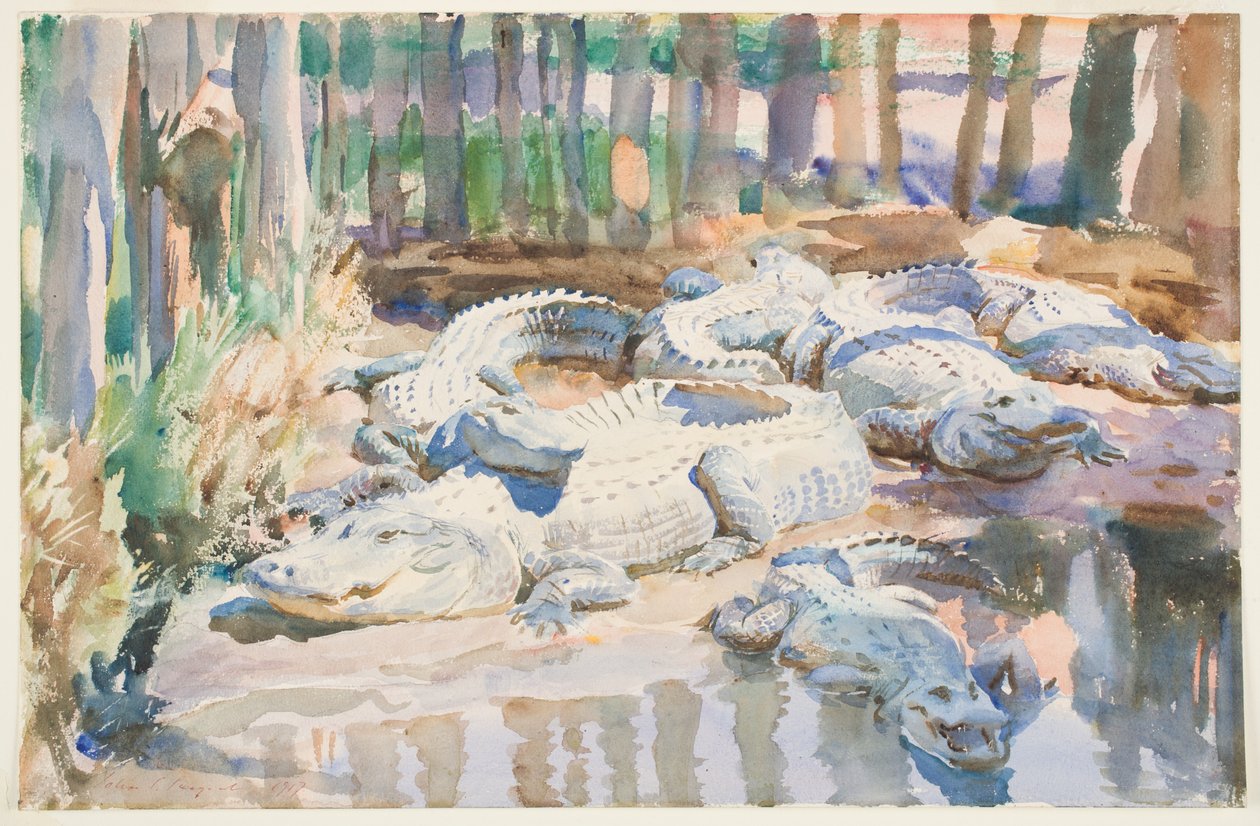 Muddy Alligators, 1917 (wc over grafitt på papir) av John Singer Sargent