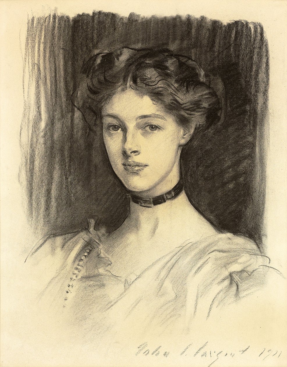 Portrett av Eva Katherine Balfour, senere Lady Buxton av John Singer Sargent