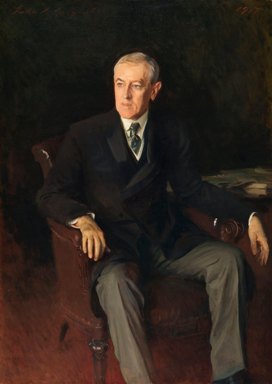 Portrett av Woodrow Wilson (1856-1924), amerikansk president av John Singer Sargent