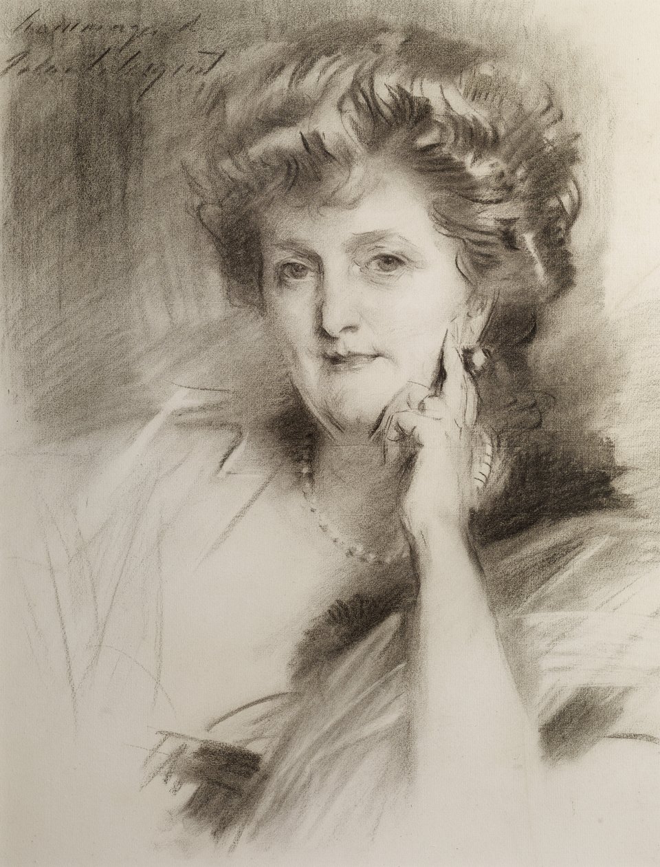 Portrett av en kvinne, etter 1900 (kritt på vevd papir) av John Singer Sargent