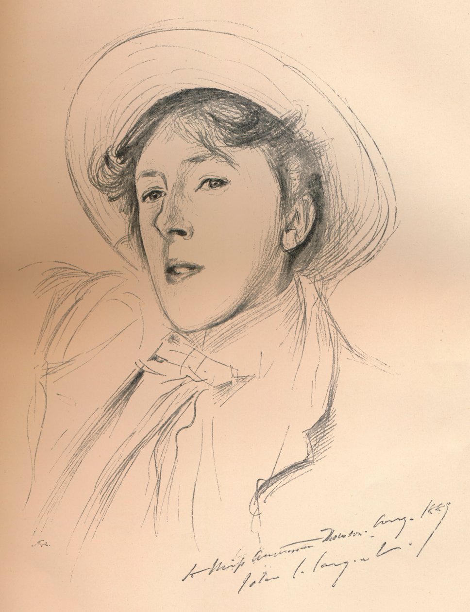 Portrettskisse av Miss Violet Paget Vernon Lee, c1881 av John Singer Sargent