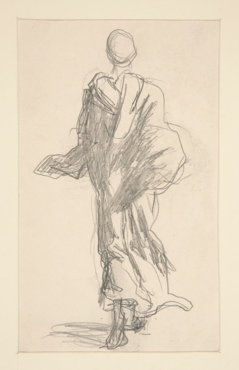 Sett bakfra av en drapert figur av John Singer Sargent