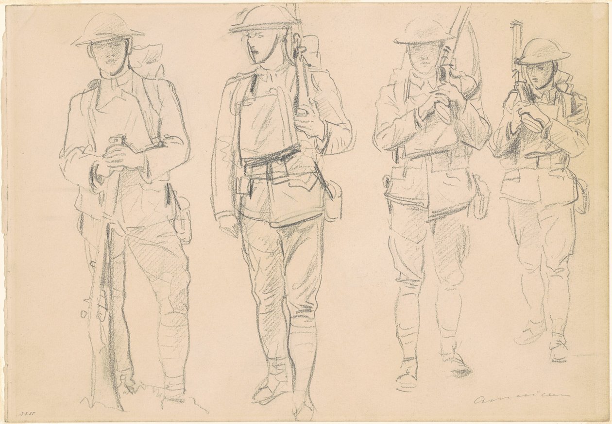 Studier for "Entering the War" [recto] av John Singer Sargent