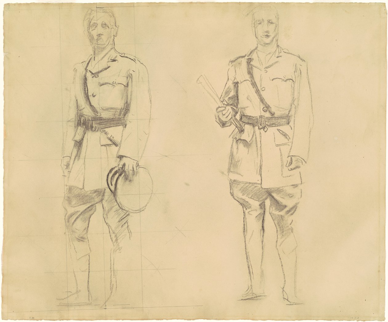 Studier av generalene Plumer og Haig for "Generaloffiserer fra første verdenskrig" [recto] av John Singer Sargent