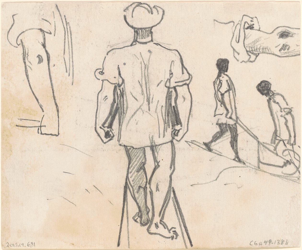 Studier av bønder med trillebårer [verso] av John Singer Sargent