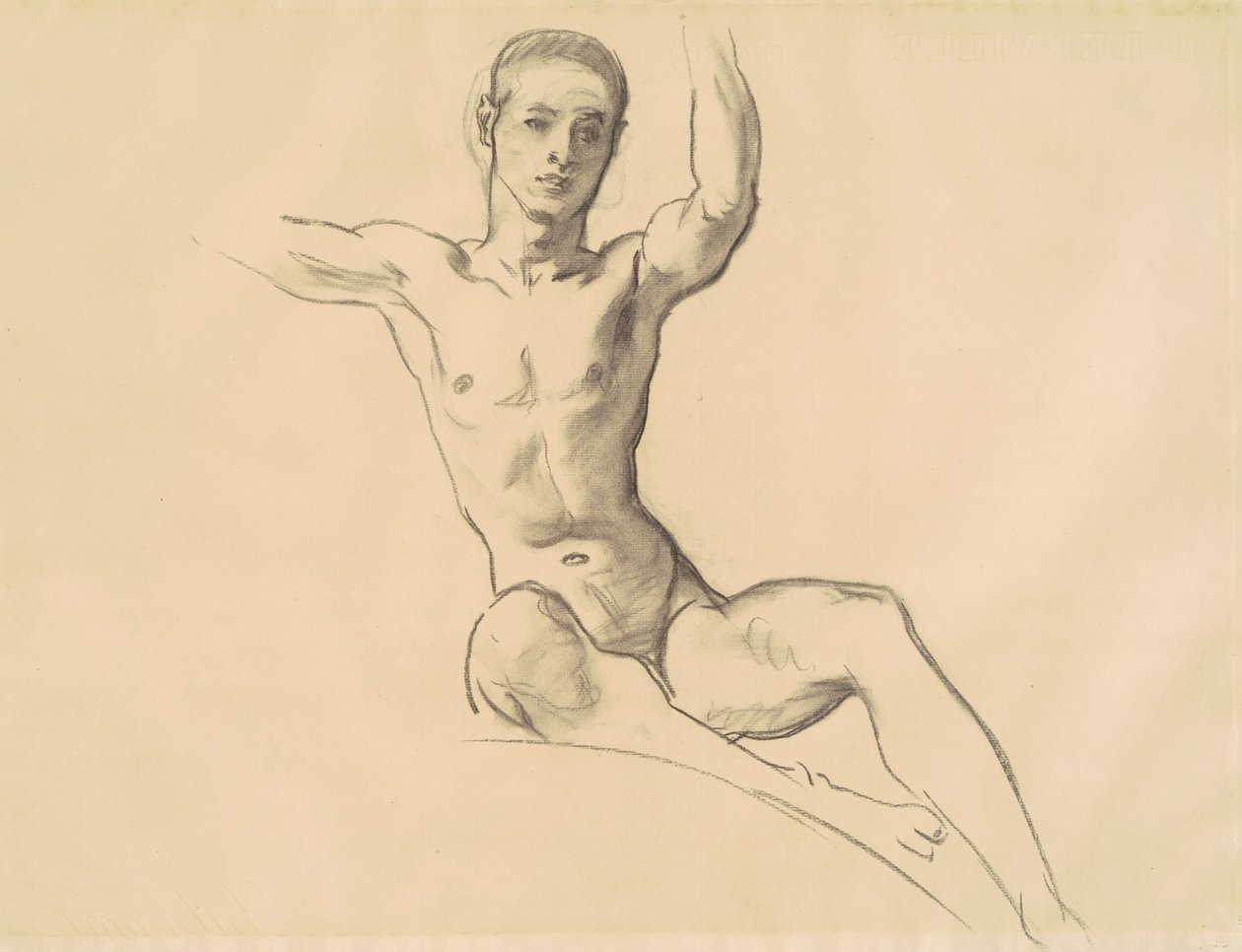 Studie for figur over musikk, 1919-1920. av John Singer Sargent