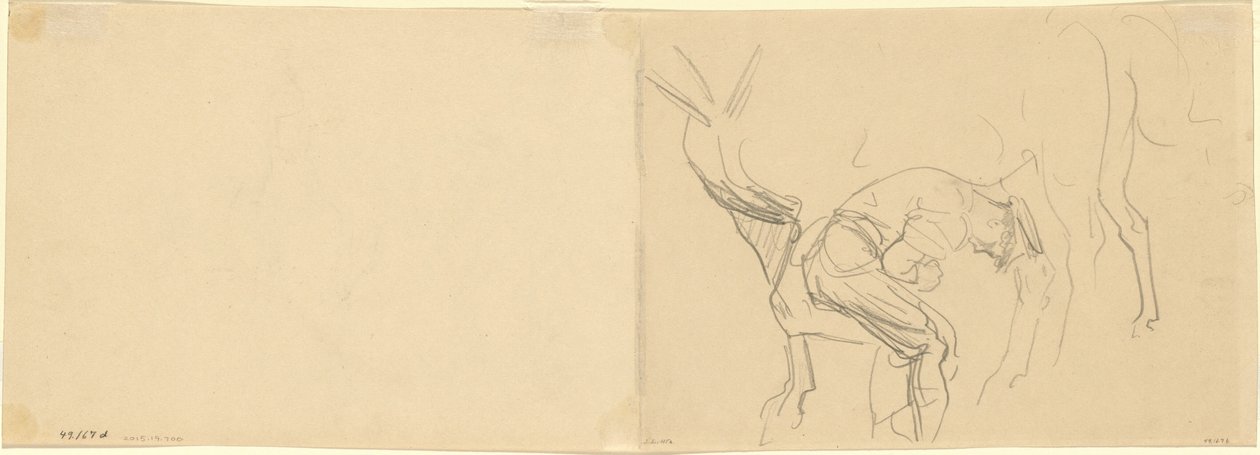 Studie for skoing av Calvary-hester på forsiden [verso], 1918. av John Singer Sargent