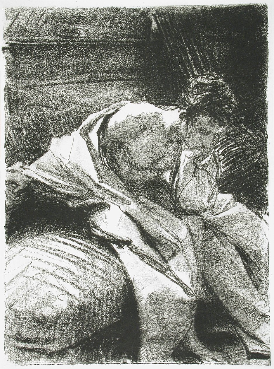 Studie av en sittende ung mann av John Singer Sargent
