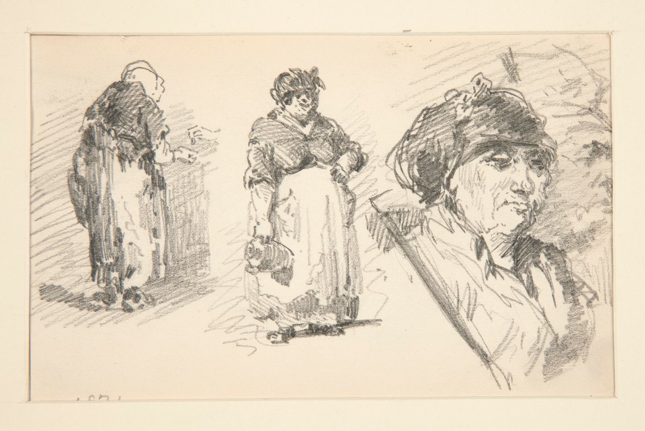 To stående figurer og ett hode av John Singer Sargent