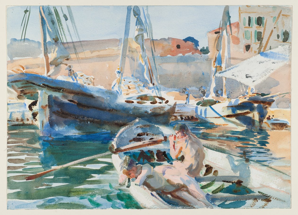 Avlasting av gips, ca. 1905 (wc på papir) av John Singer Sargent