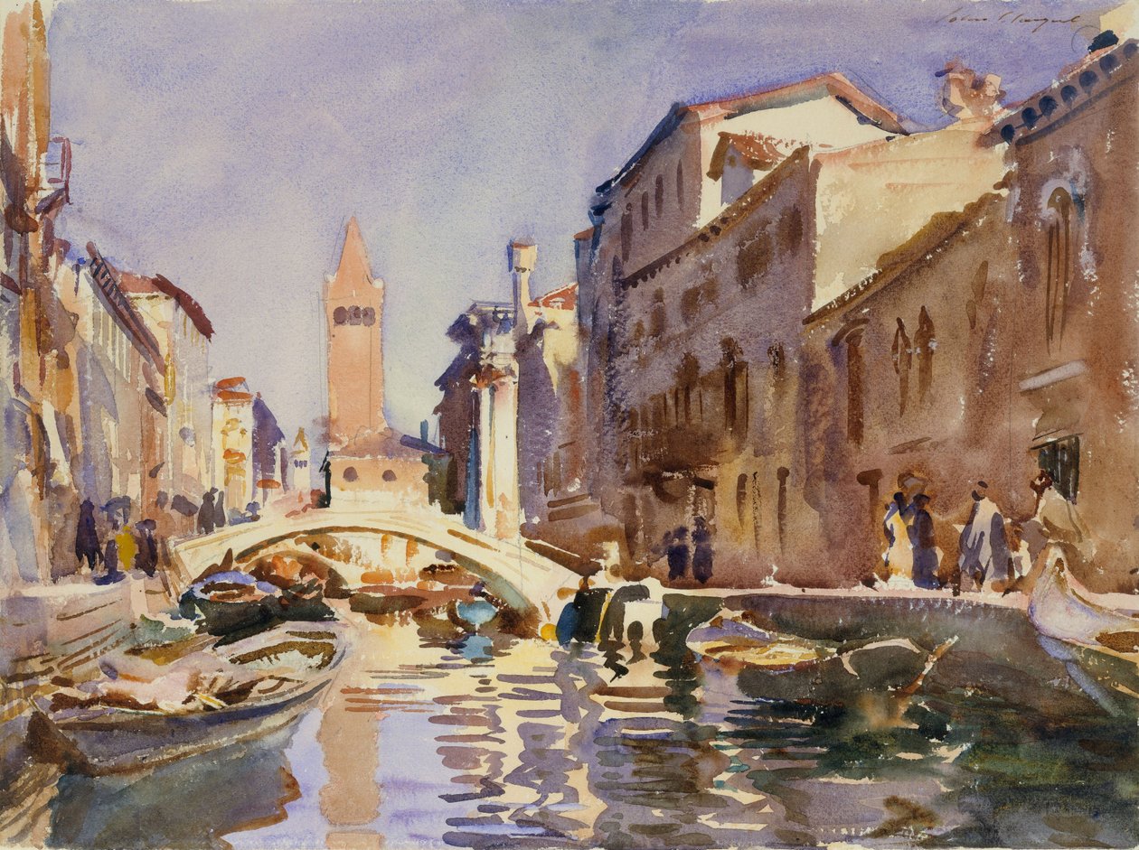 Venetian Canal, 1913 (wc og grafitt på off-white vevd papir) av John Singer Sargent