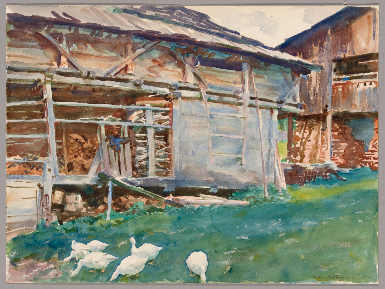 Vedskjul, Tirol av John Singer Sargent