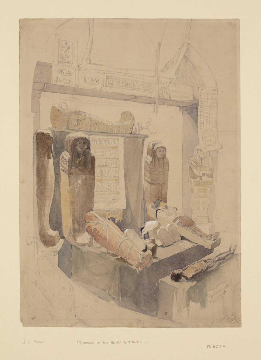 Mumier i Bristol Institution, ca. 1834 (akvarell og blyant på papir) av John Skinner Prout