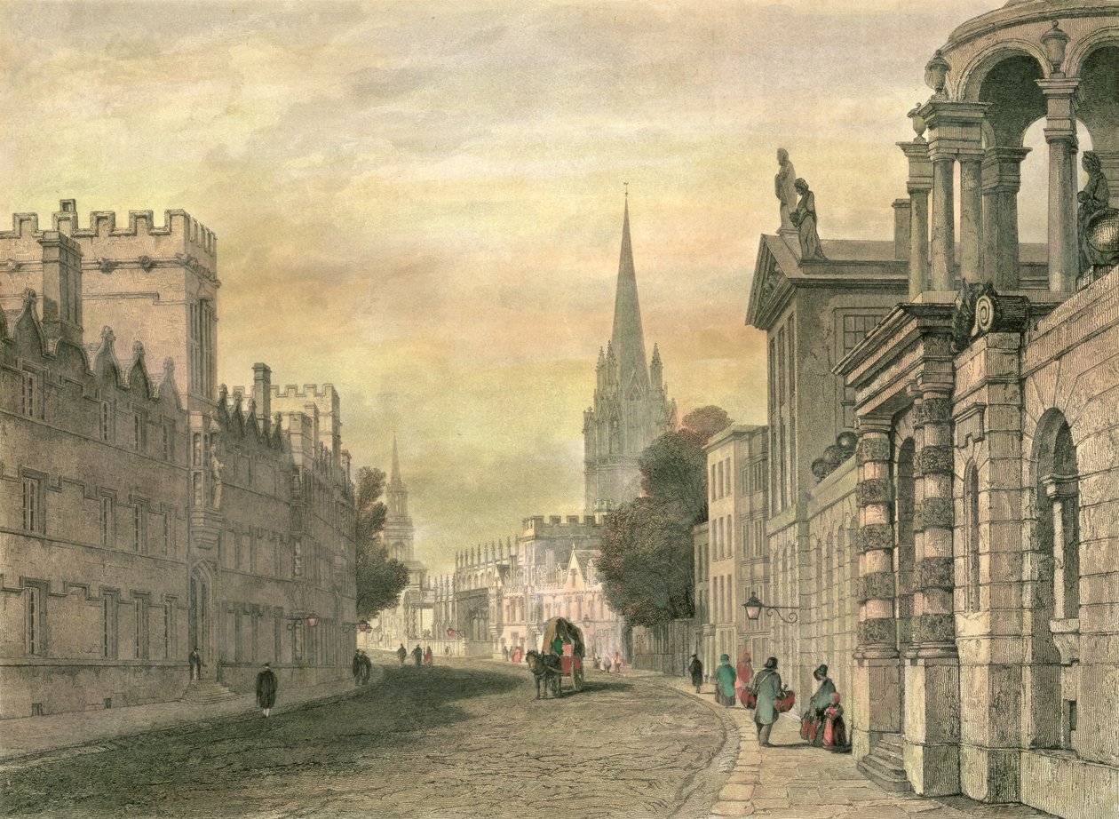 The High Street, Oxford, gravert av G. Hollis, 1835 av John Skinner Prout