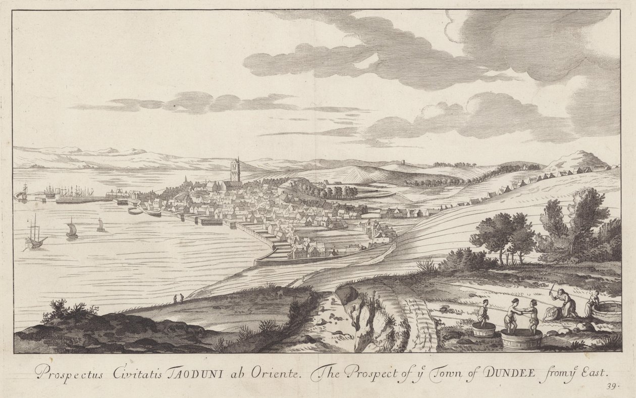Et bilde av Dundee, Angus, Skottland tegnet i 1693 av John Slezer