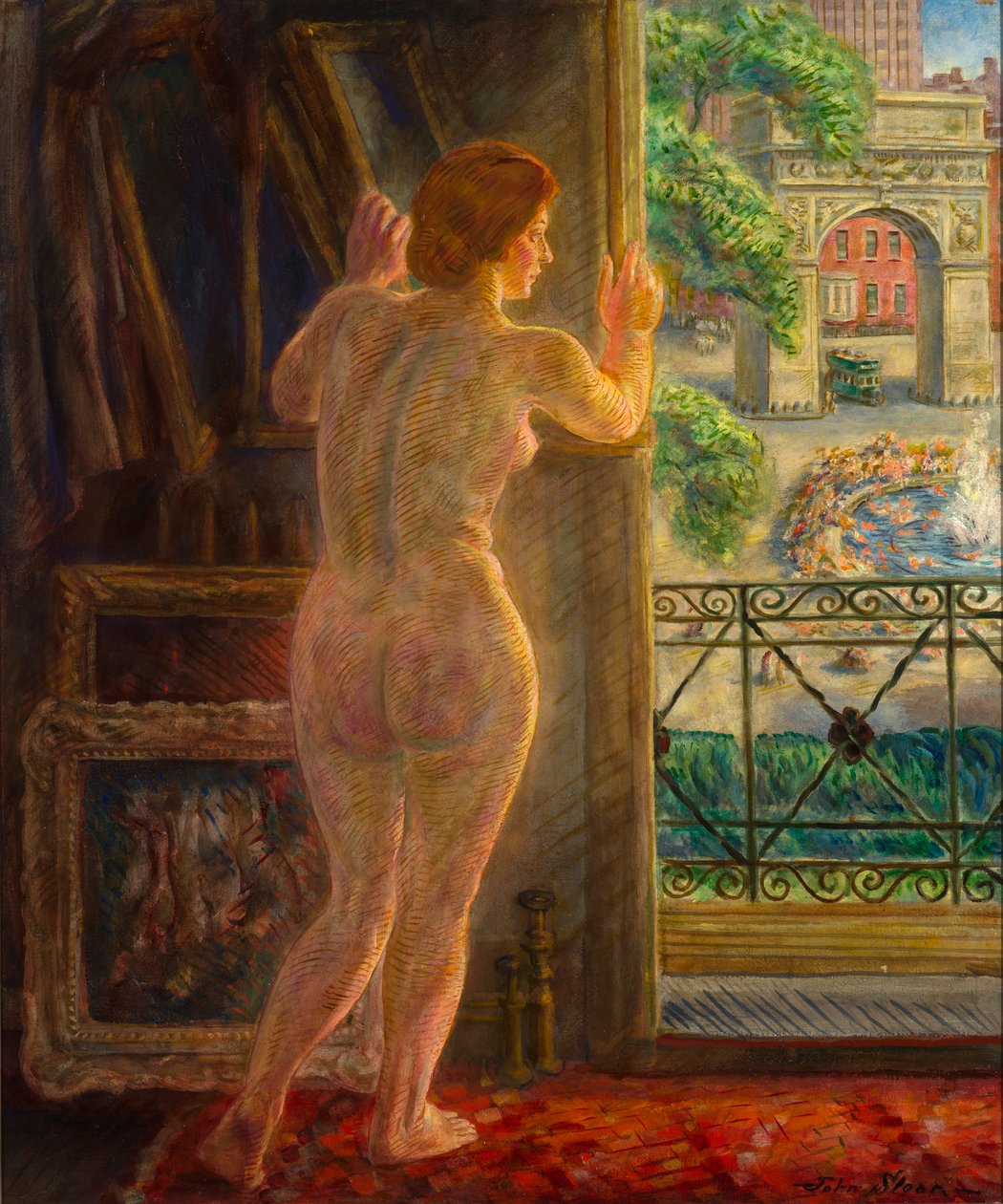 Ser ut på Washington Square av John French Sloan