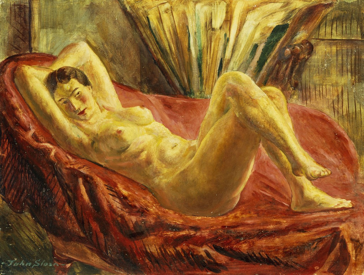 Naken- og porteføljeveske av John French Sloan