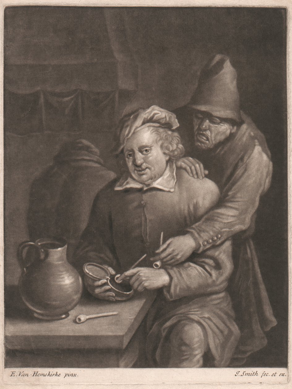 En røyker som sitter ved bordet av John Smith