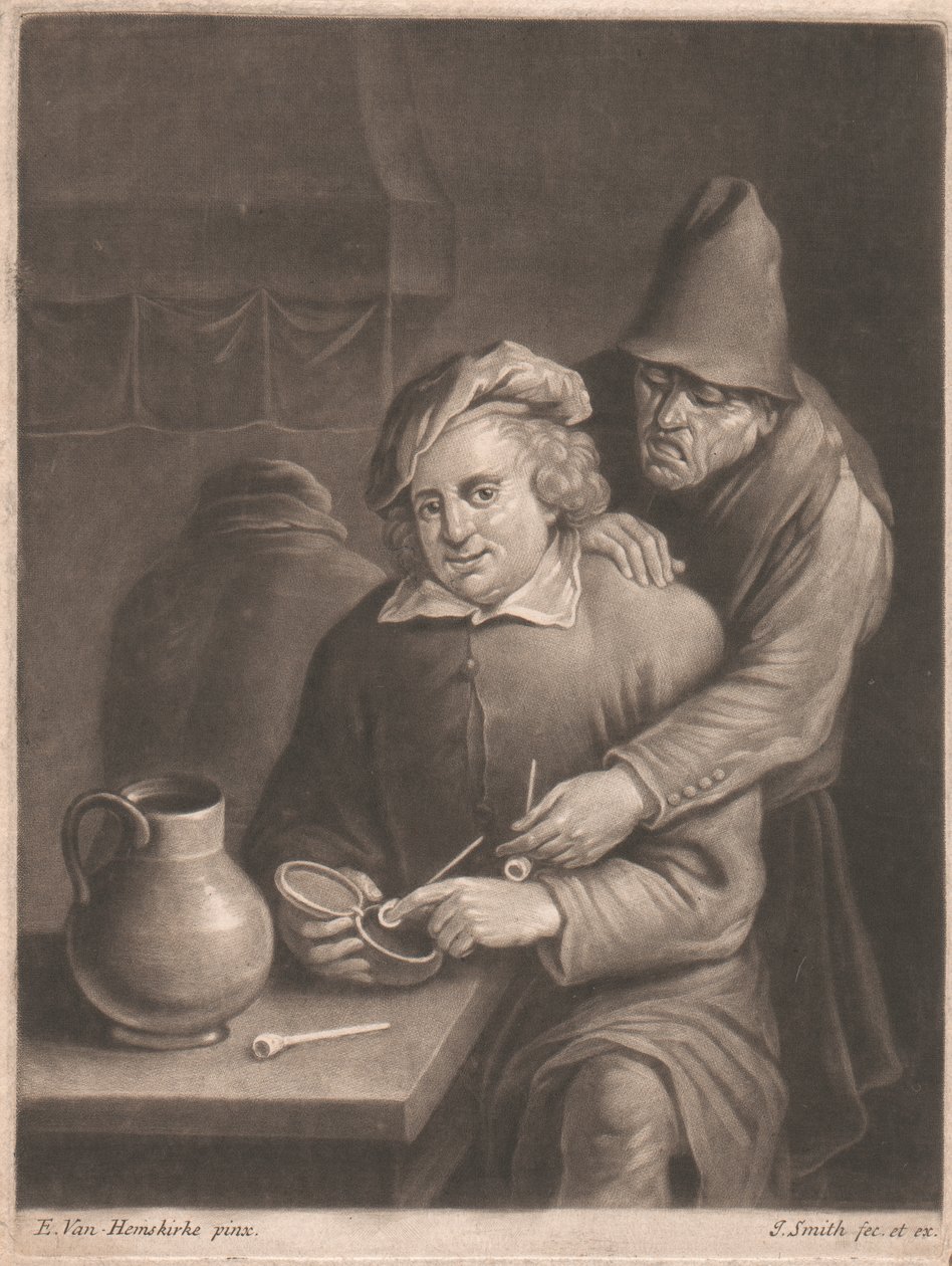 En røyker som sitter ved bordet av John Smith