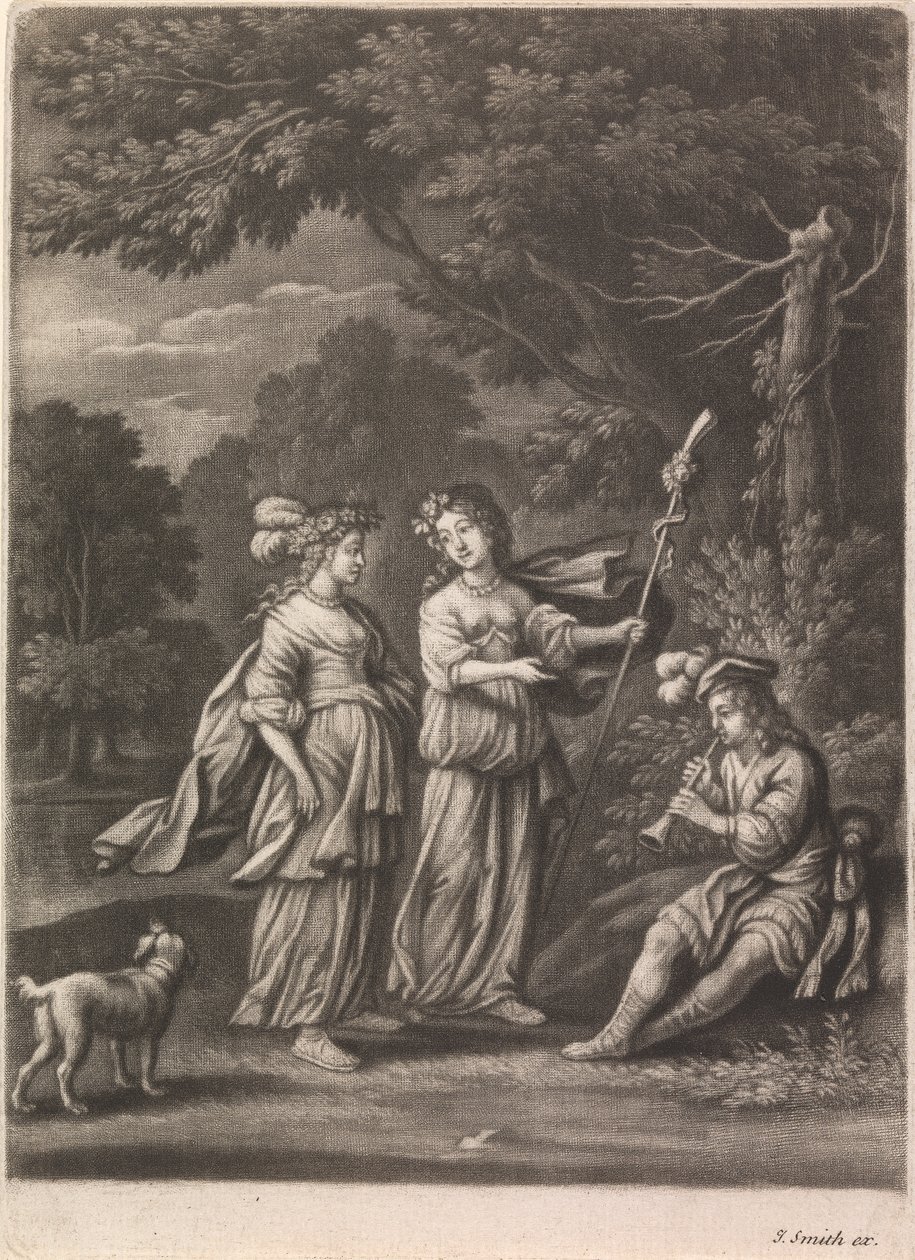 Pastoral scene med en Shawm-spiller av John Smith