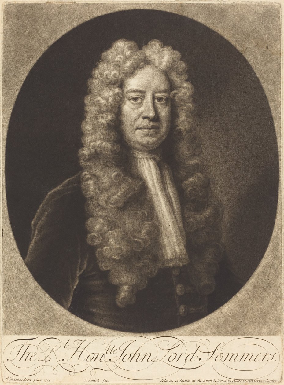 John Lord Sommers av John Smith after Jonathan Richardson, Sr.