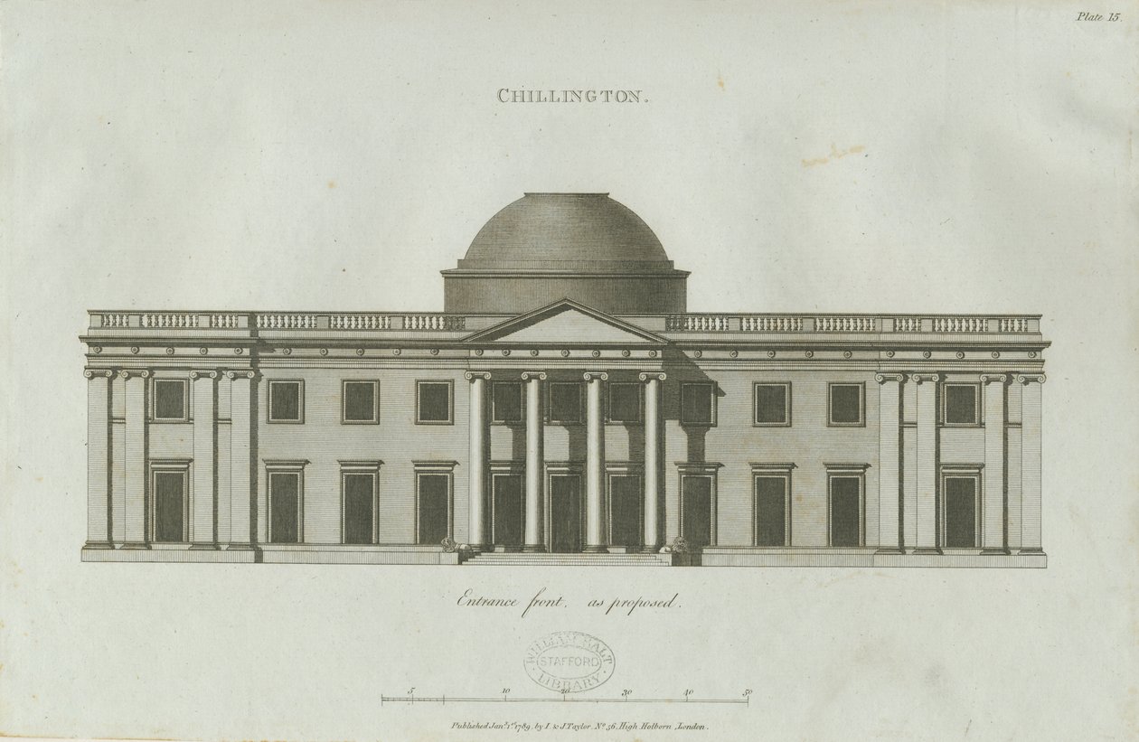 Chillington Hall: gravering av John Soane