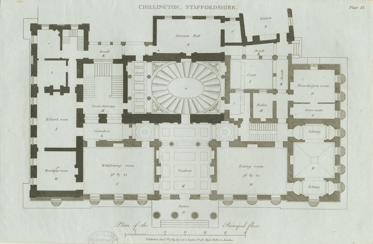 Chillington Hall: gravering av John Soane