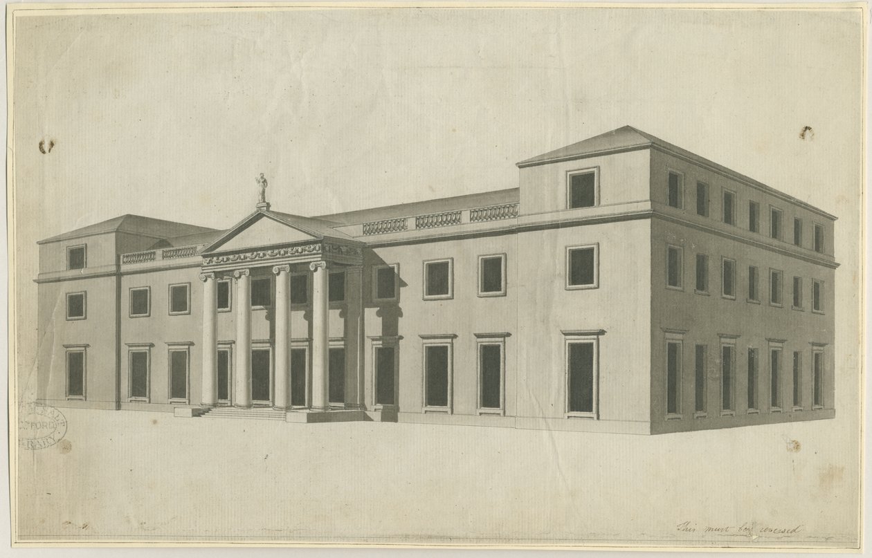 Chillington Hall: penn- og vasketegning, nd [?1780-tallet] av John Soane