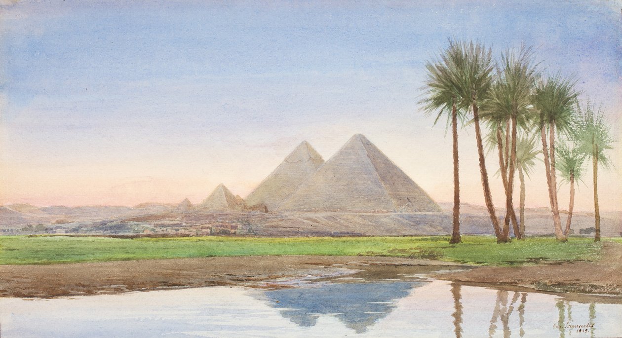 Pyramidene ved Gizah (2. studie), ca. 1907-10 av John Somerscales