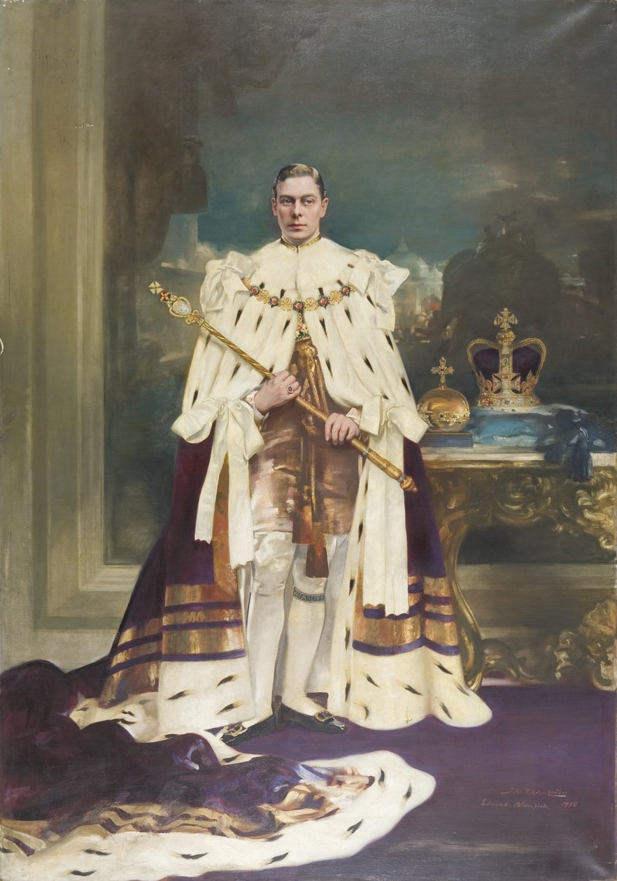 Portrett av H.M. Kong George VI (olje på lerret) av John St. Helier Lander