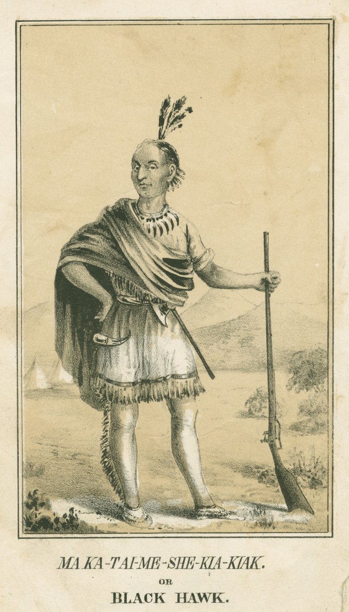 Ma Ka-Tai-Me-She-Kia-Kiak eller Black Hawk, 1840 av John T. Bowen