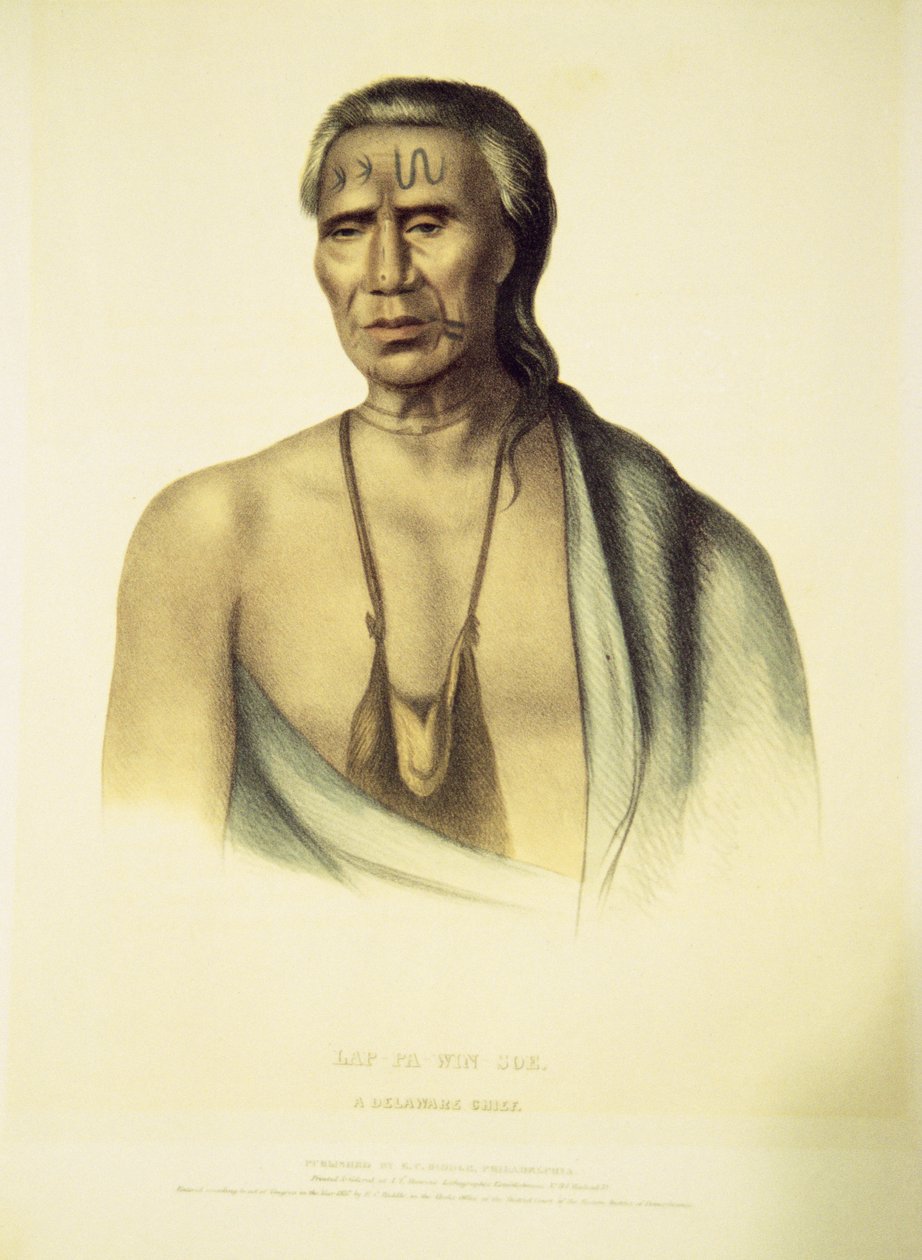 Portrett av Lap-pa-win-soe, 1837 (håndfarget litho) av John T. Bowen