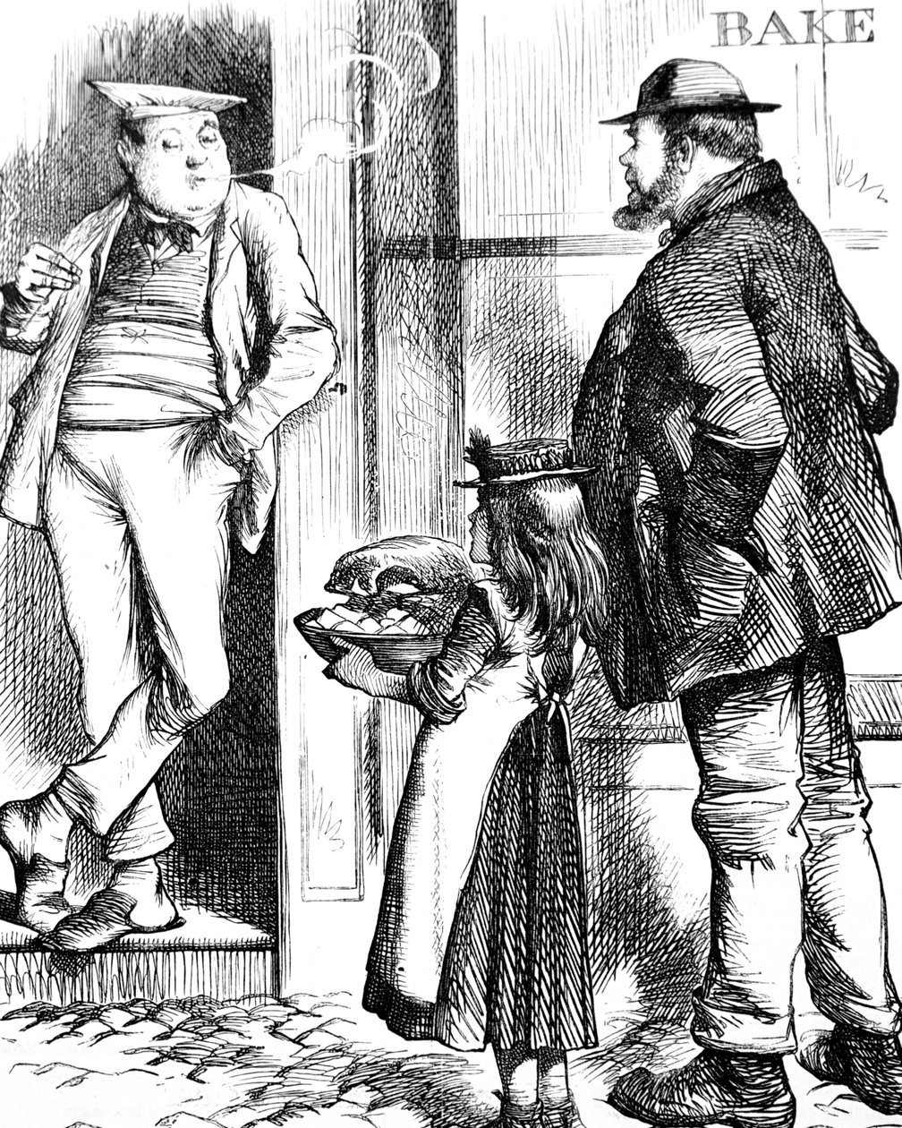 En far og datter bringer mat til steking til den lokale bakeren for å lages av John Tenniel
