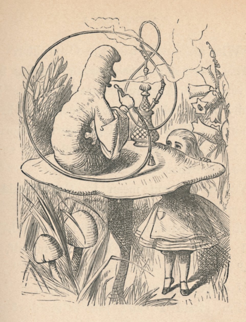 Alice og larven, 1889 av John Tenniel