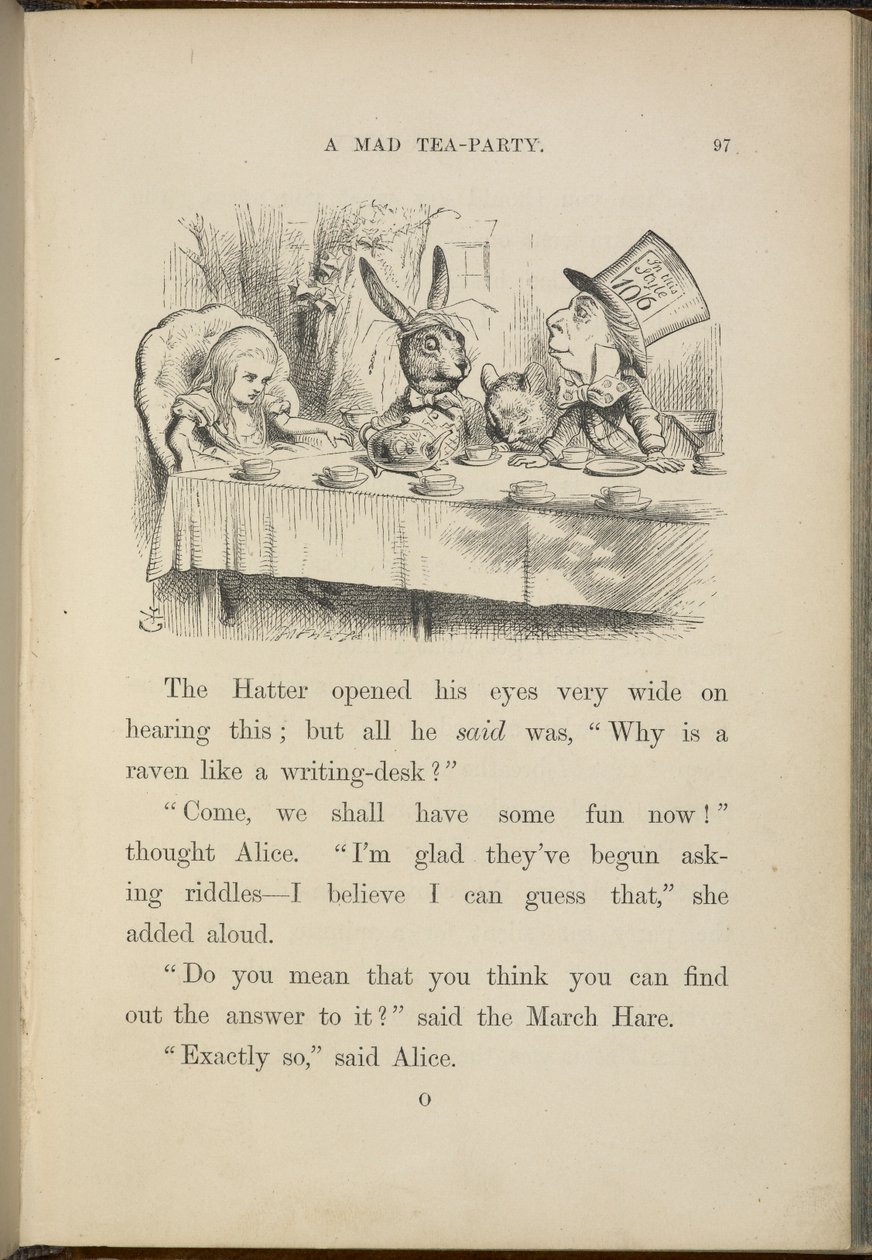 Alice på den gale hattemakerens teselskap. av John Tenniel