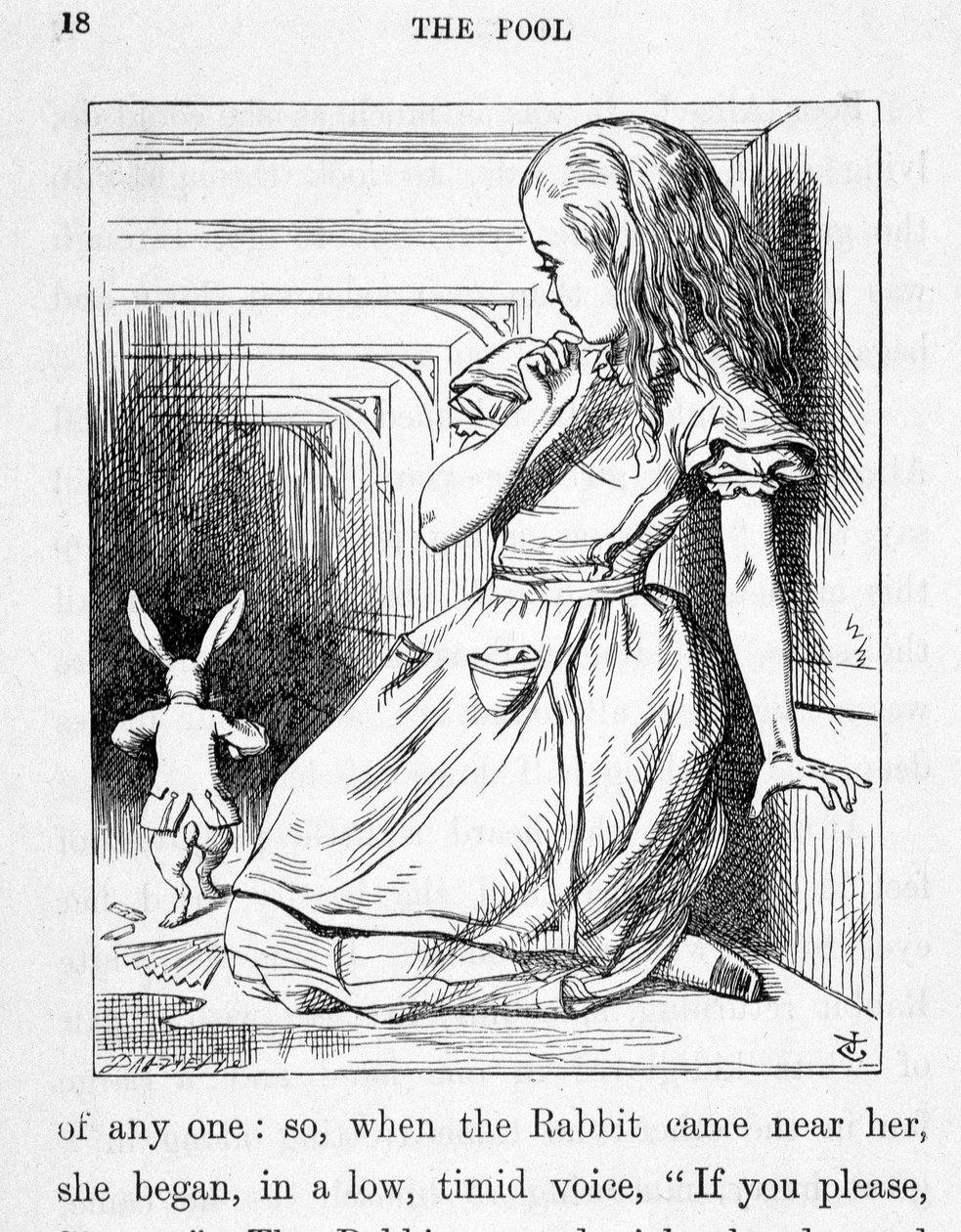 Alice et le kanin - i "Alices eventyr i Eventyrland og gjennom glasset"" av Lewis Carroll, ill. John Tenniel (1820-1914) av John Tenniel