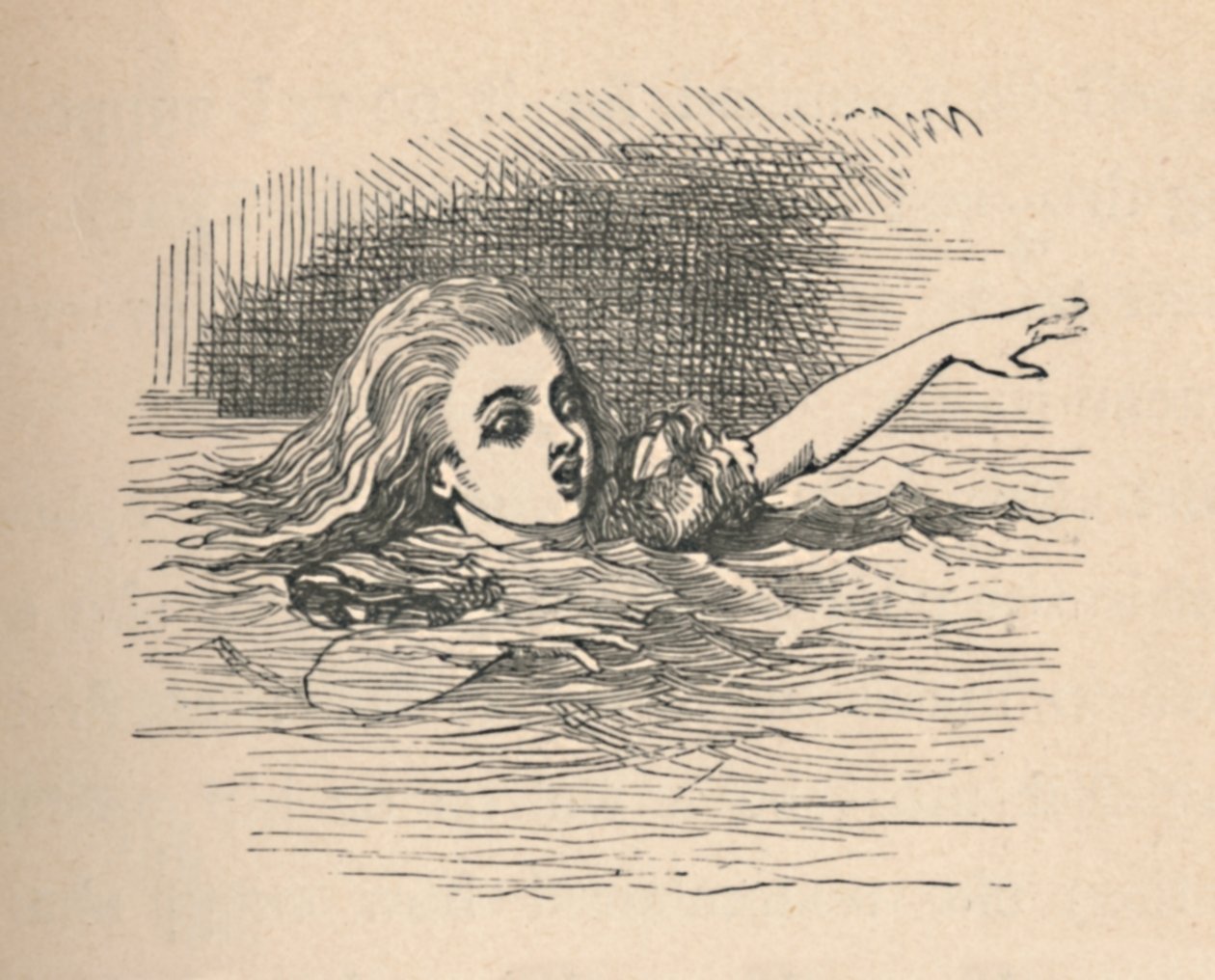 Alice i et hav av tårer, 1889 av John Tenniel