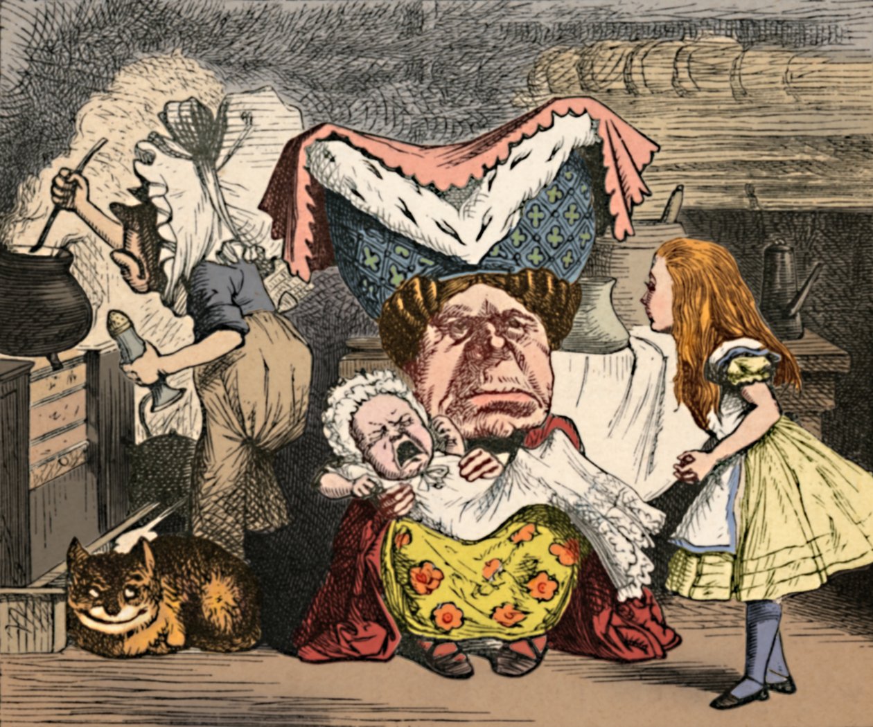 Alice, hertuginnen og babyen, 1889 av John Tenniel