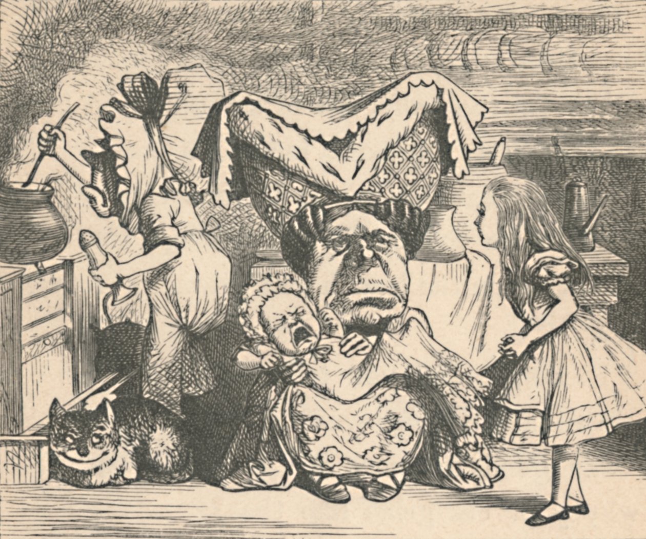 Alice, hertuginnen og babyen, 1889 av John Tenniel