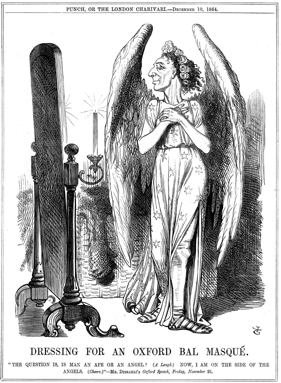 Benjamin Disraeli, britisk konservativ, tegneserie fra Punch, 1864 av John Tenniel