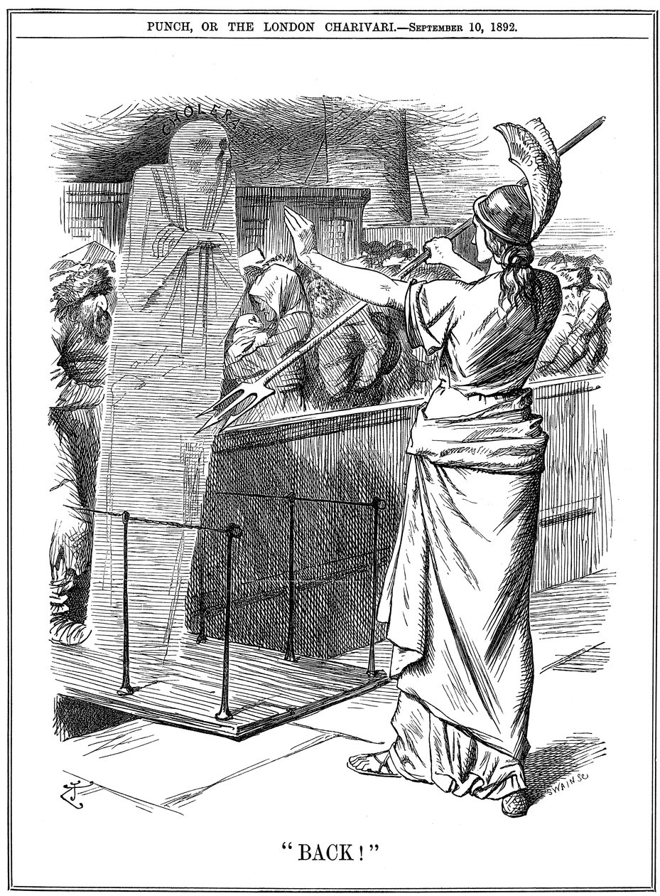Britannia holder tilbake kolera ved britiske havner, 1892 av John Tenniel