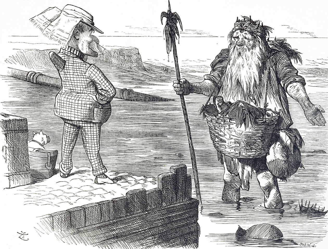 Tegneserie som kommenterer forurensningen av Themsen i London av John Tenniel
