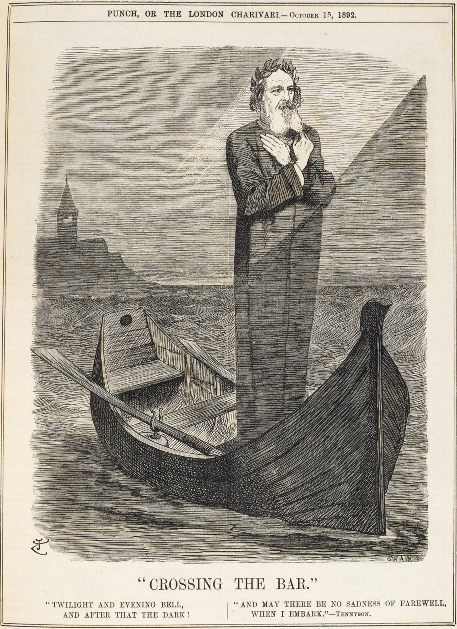 "Crossing the Bar" ble et av Alfred, Lord Tennysons mest kjente dikt. Denne minnetegneserien ble publisert kort tid etter Tennysons død av John Tenniel