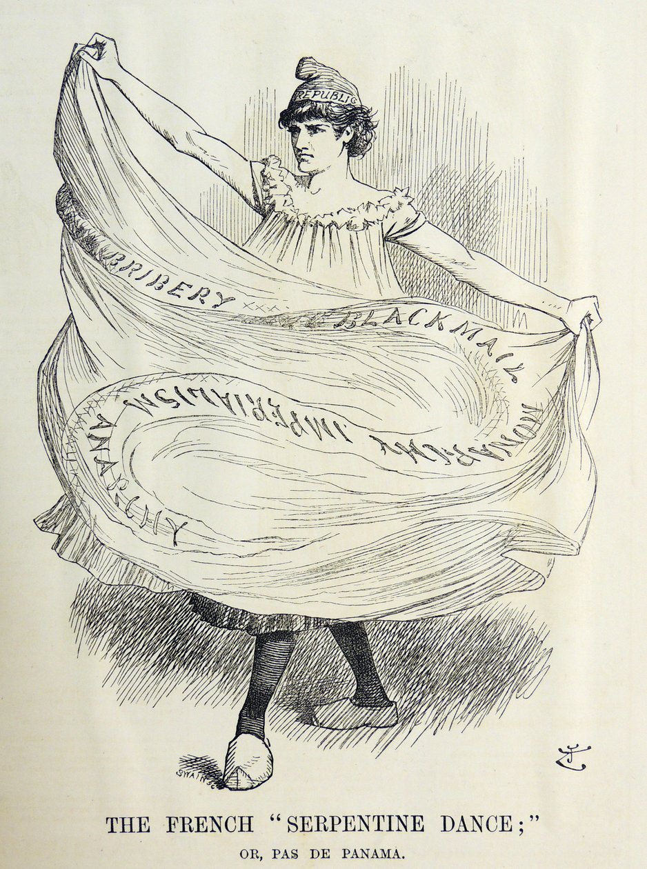 John Tenniel-tegneserie om de franske innspillene over byggingen av Panamakanalen. Fra 