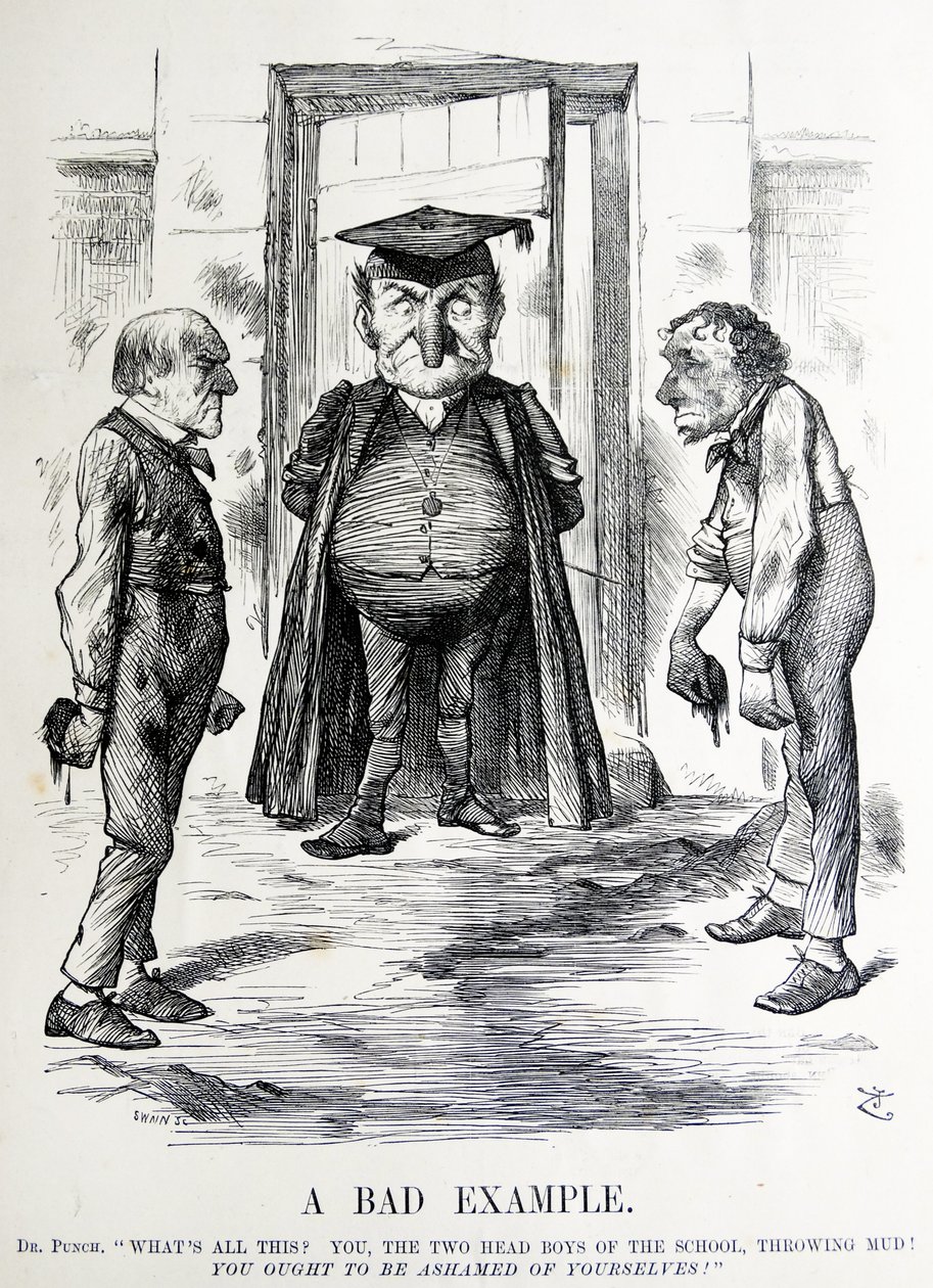 Politisk satire som skildrer William Ewart Gladstone og Benjamin Disraeli av John Tenniel