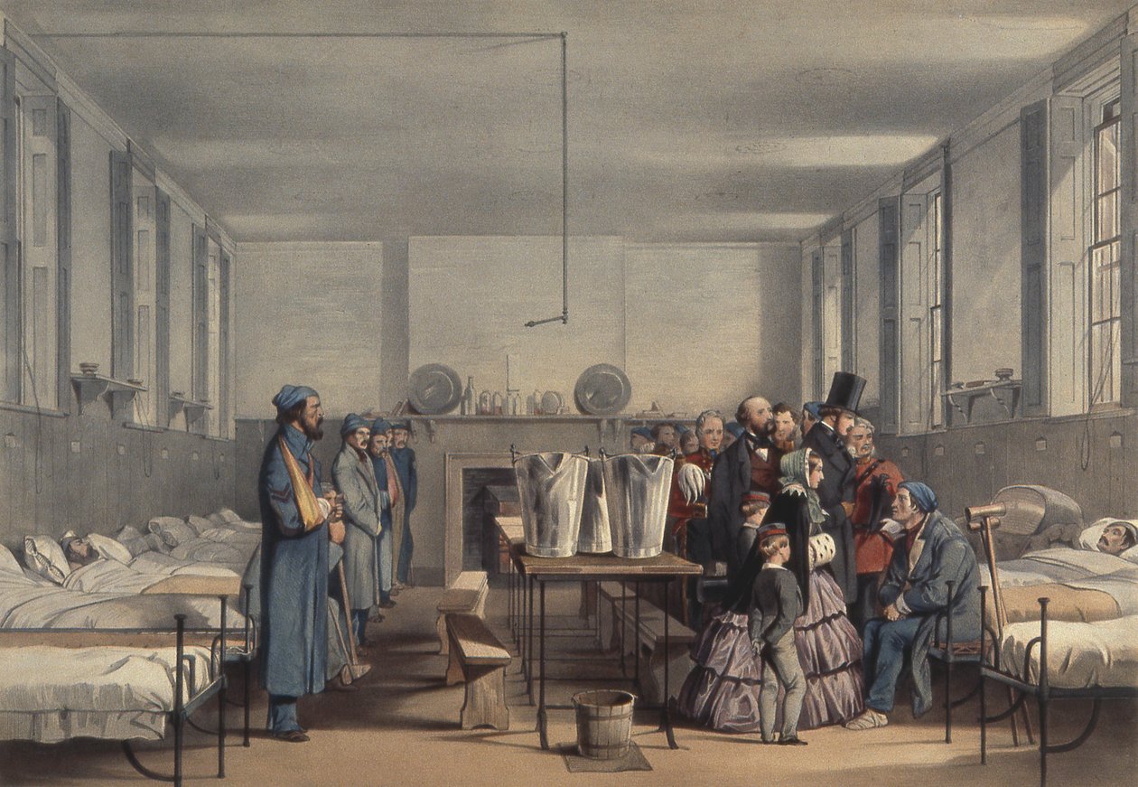 Dronning Victoria og prins Albert besøkte soldater såret i Krim-krigen, ved Brompton Hospital, Chatham, 1855 av John Tenniel
