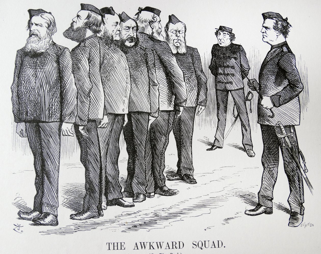 DET TASTE TROPPET. John Tenniel tegneserie. Vanskelighetene Disraeli hadde med forskjellige meninger i kabinettet sitt om politikk for den russisk/tyrkiske krigen av John Tenniel