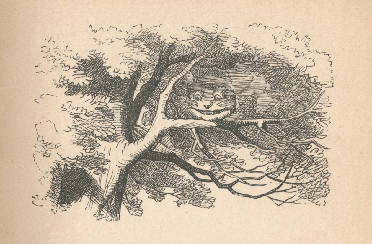 Cheshire Cat begynner å forsvinne, smilet hans er det siste som går, 1889 av John Tenniel