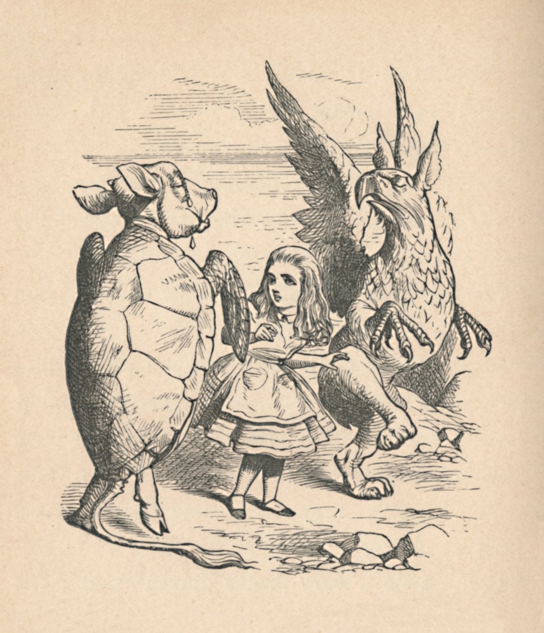The Mock Turtle, Alice and The Gryphon, 1889 av John Tenniel